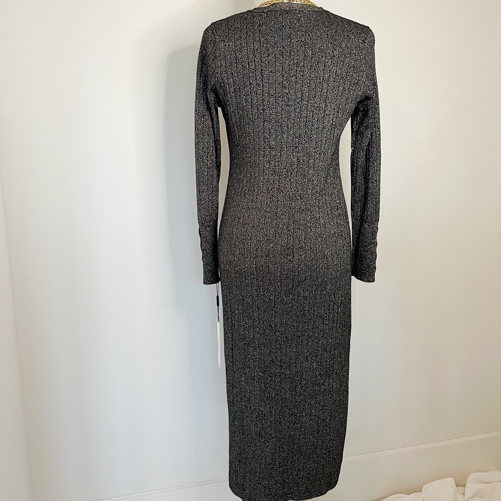 NWT Calvin Klein Black/Metallic Gold Knit Dress - Picture 7 of 10